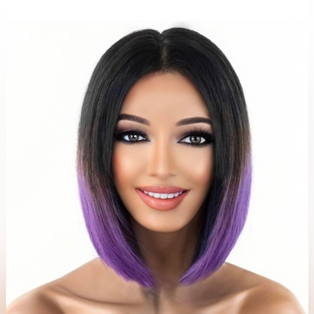 100% human hair. 10 inch bob purple ombré